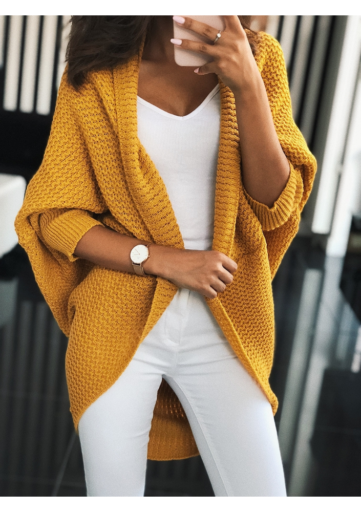 SWETER NARZUTKA OVERSIZE ILM A01 MUSZTARDOWY