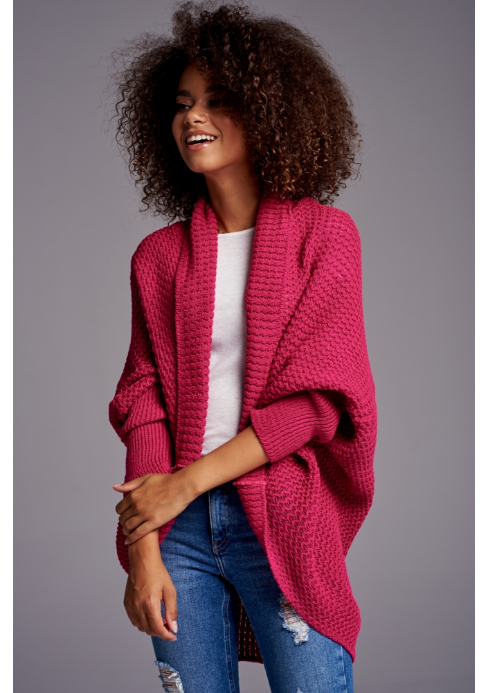 SWETER NARZUTKA OVERSIZE ILM A01 AMARANTOWY