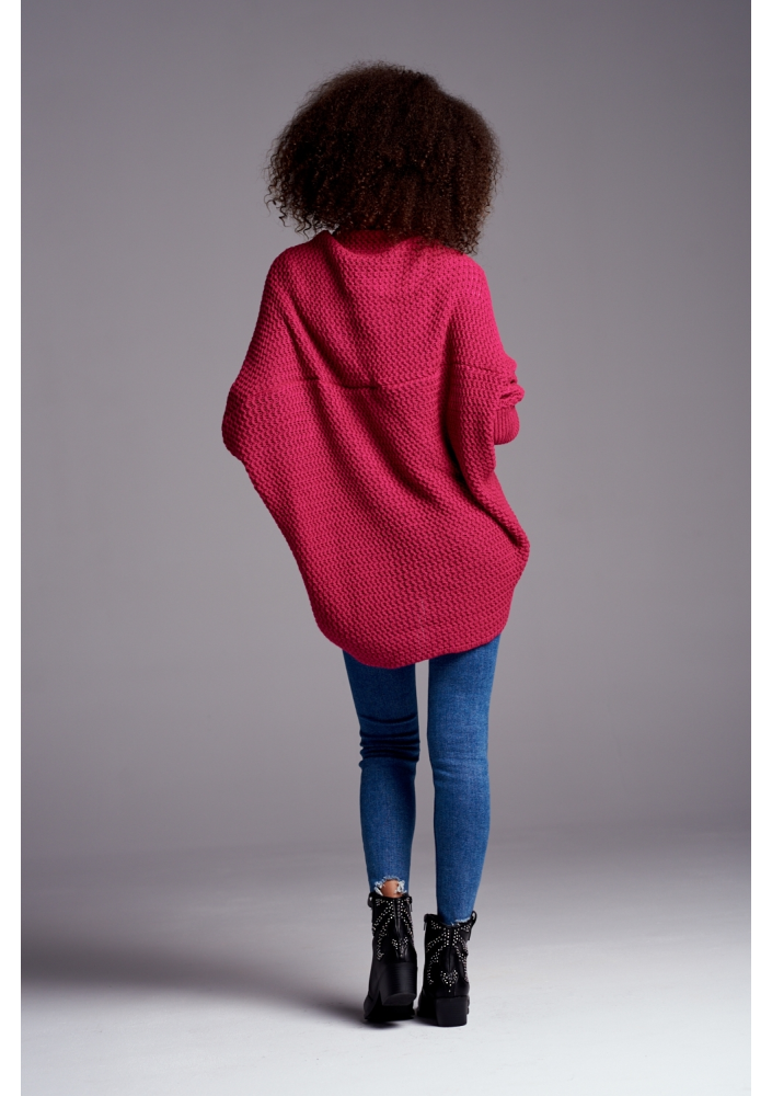 SWETER NARZUTKA OVERSIZE ILM A01 AMARANTOWY