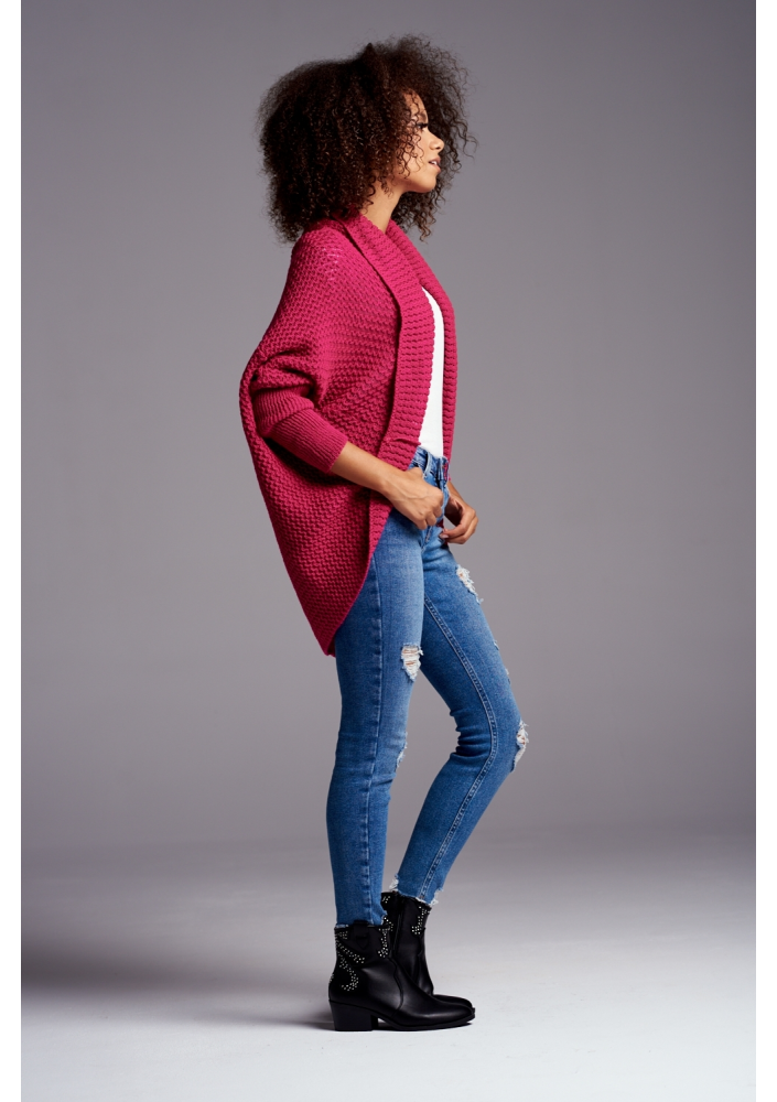 SWETER NARZUTKA OVERSIZE ILM A01 AMARANTOWY