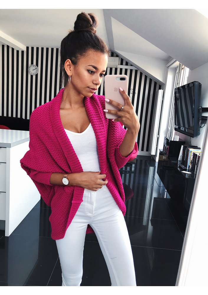 SWETER NARZUTKA OVERSIZE ILM A01 AMARANTOWY