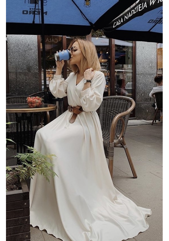 SUKIENKA MAXI Z SATYNY BEŻOWA