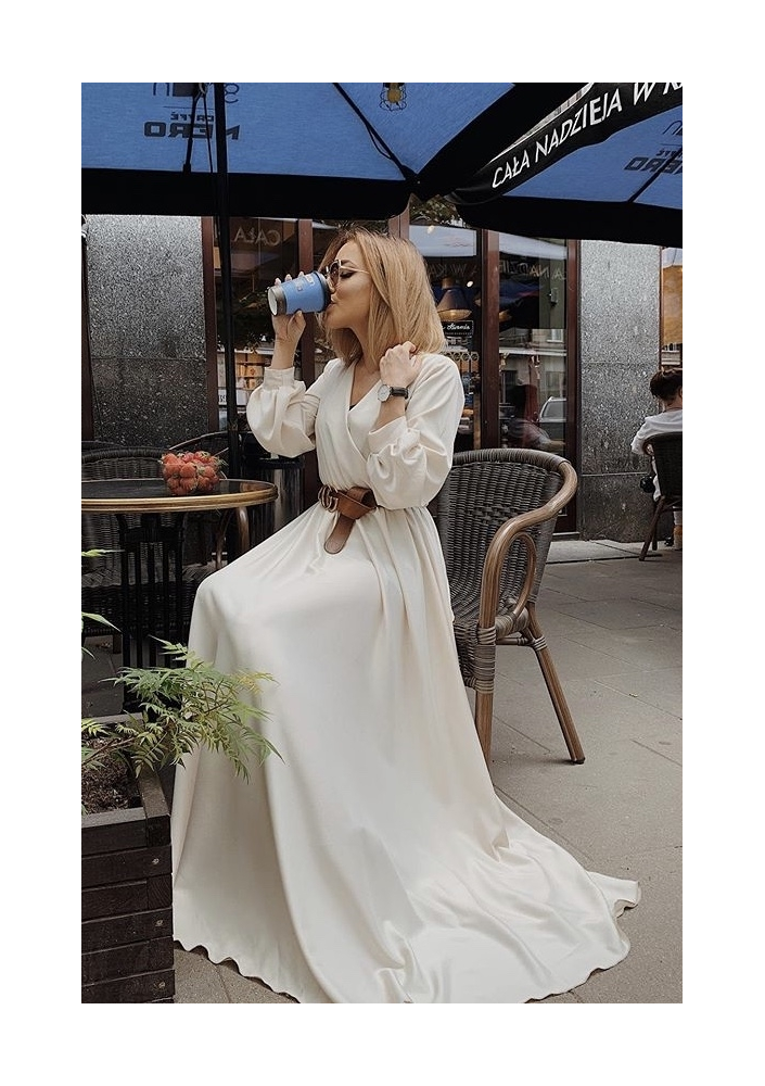 SUKIENKA MAXI Z SATYNY BEŻOWA