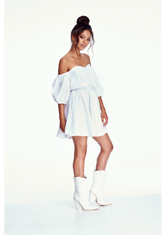 SUKIENKA Z POPELINY W STYLU HISZPAŃSKIM BIAŁA