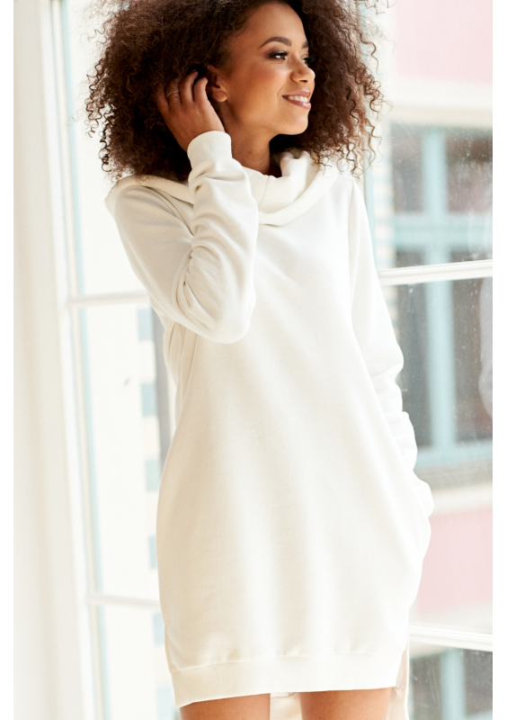 Bawełniana tunika z kapturem Kremowa ILM