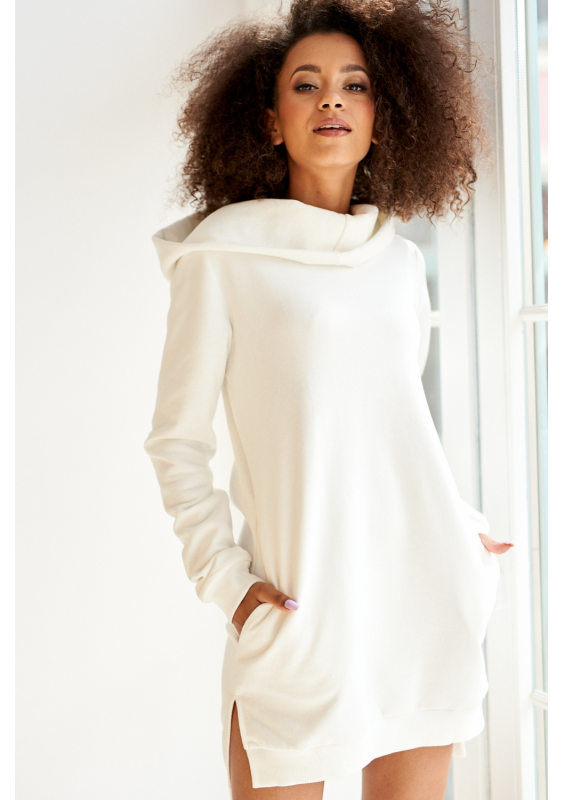 Bawełniana tunika z kapturem Kremowa ILM