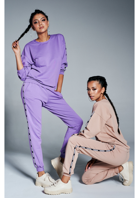 Dres z lampasami logo brand Fioletowy