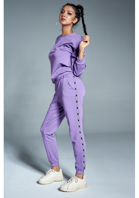 Dres z lampasami logo brand Fioletowy