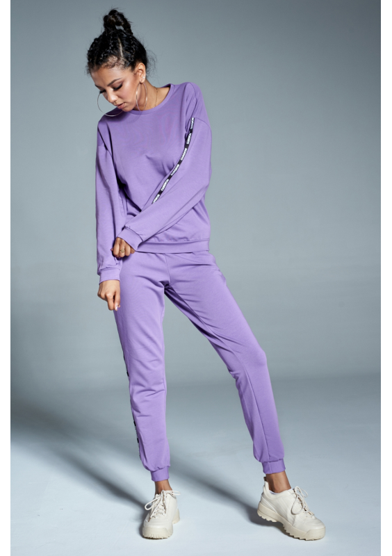 Dres z lampasami logo brand Fioletowy