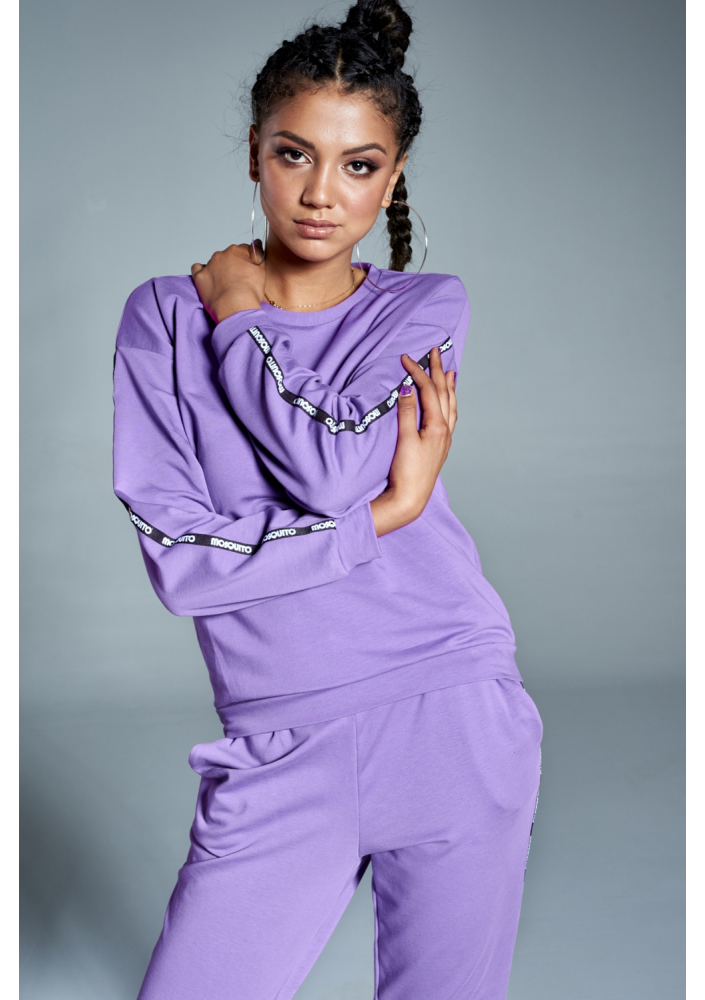 Dres z lampasami logo brand Fioletowy