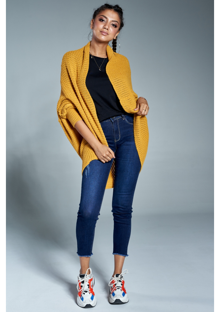 SWETER NARZUTKA OVERSIZE ILM A01 MUSZTARDOWY