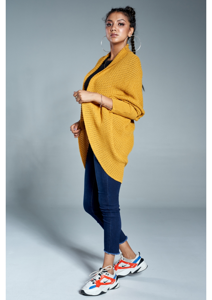 SWETER NARZUTKA OVERSIZE ILM A01 MUSZTARDOWY