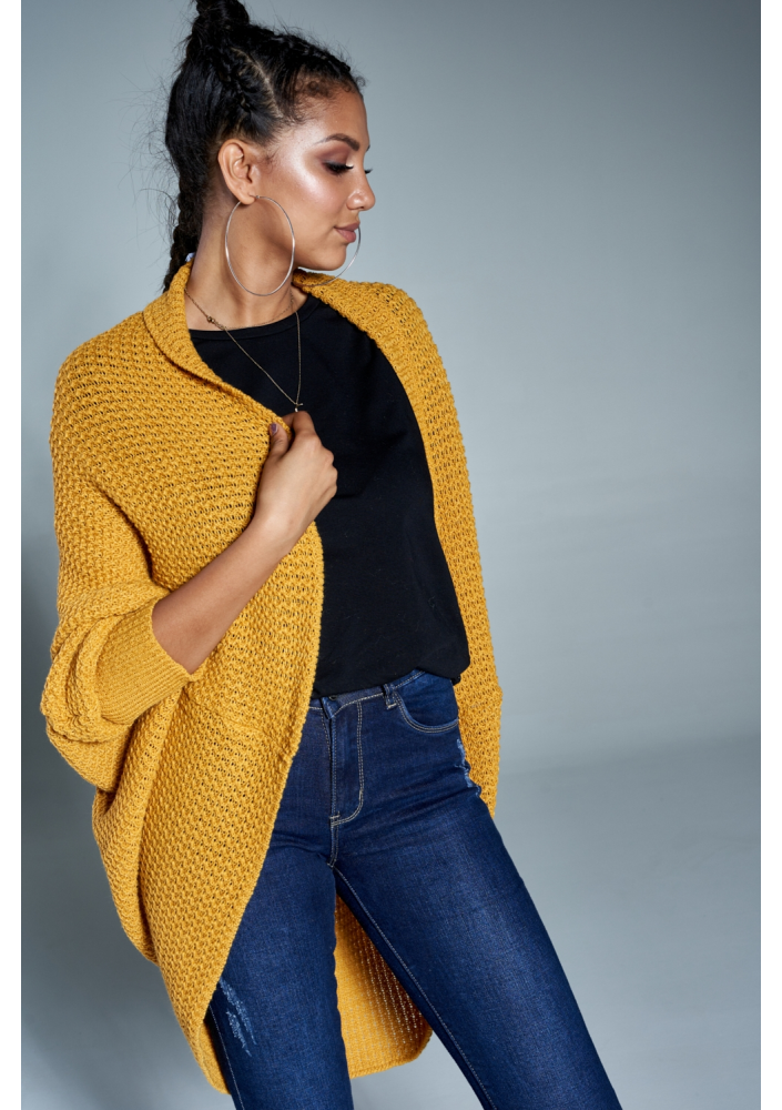 SWETER NARZUTKA OVERSIZE ILM A01 MUSZTARDOWY
