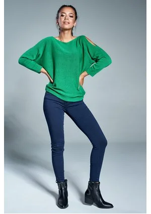Sweter z bawełną A07 Zielony ILM