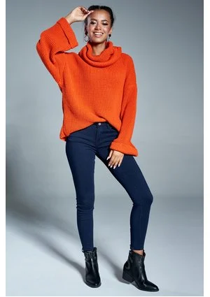 Sweter z golfem A17 Pomarańczowy ILM