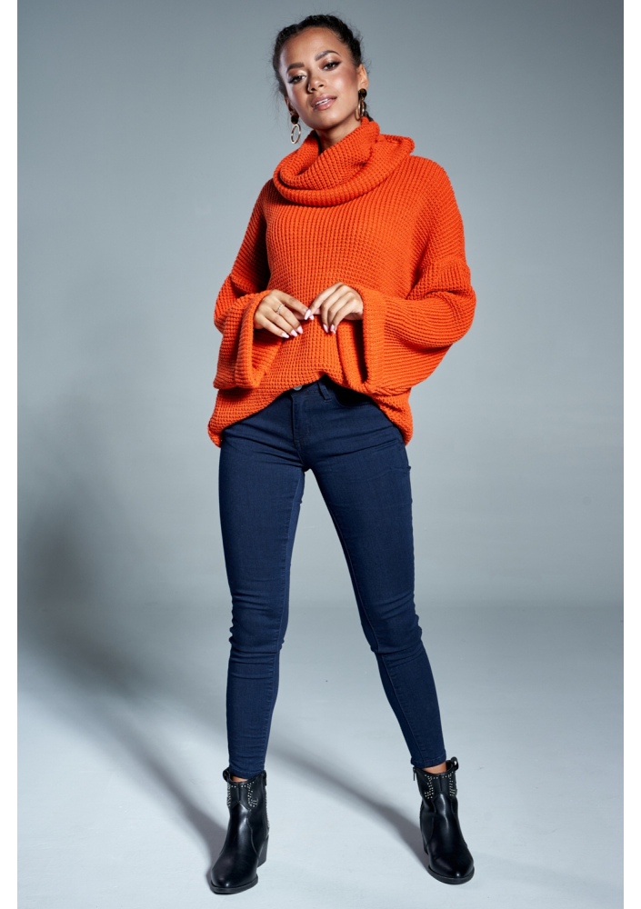 Sweter z golfem A17 Pomarańczowy ILM