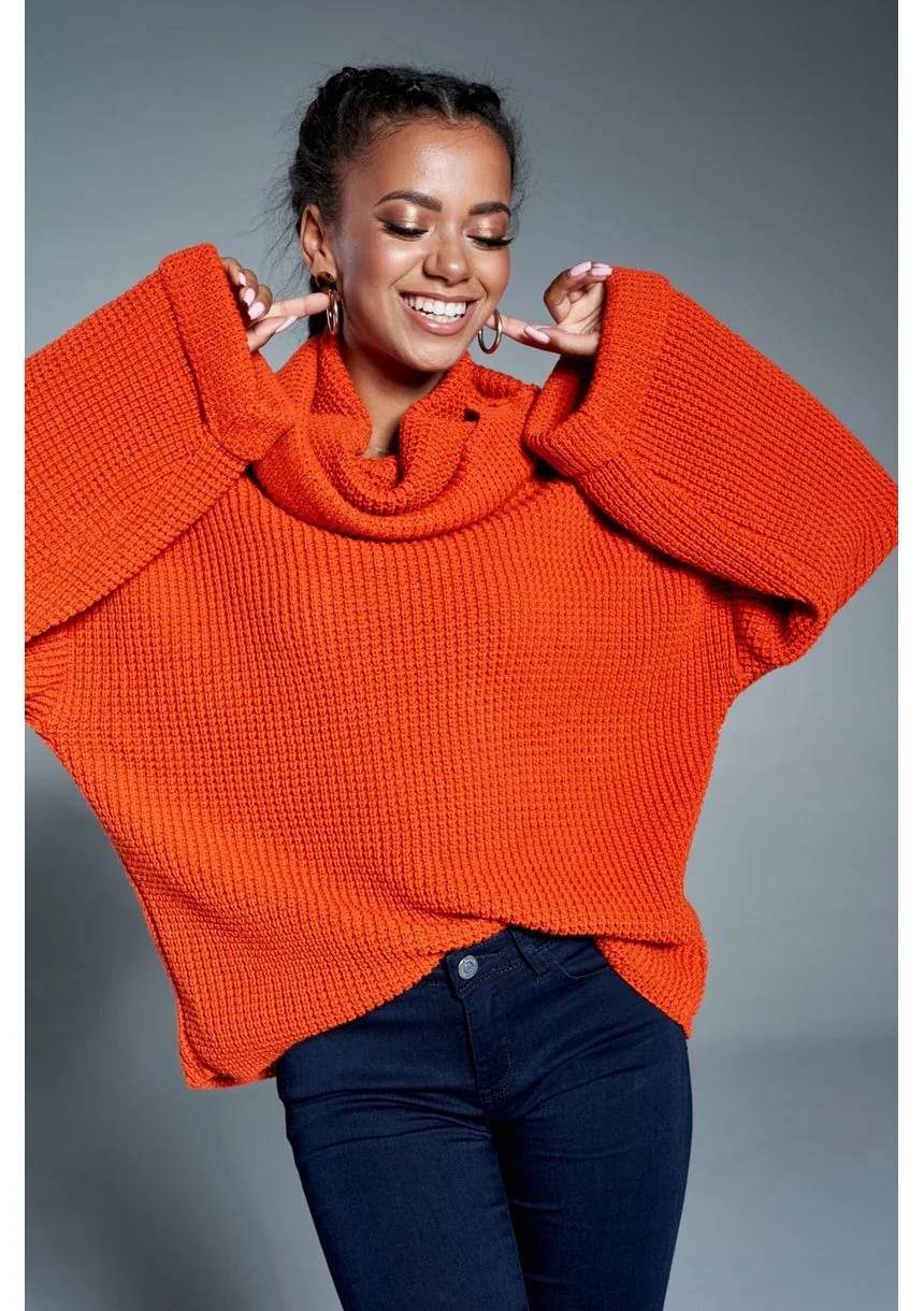 Sweter z golfem A17 Pomarańczowy ILM