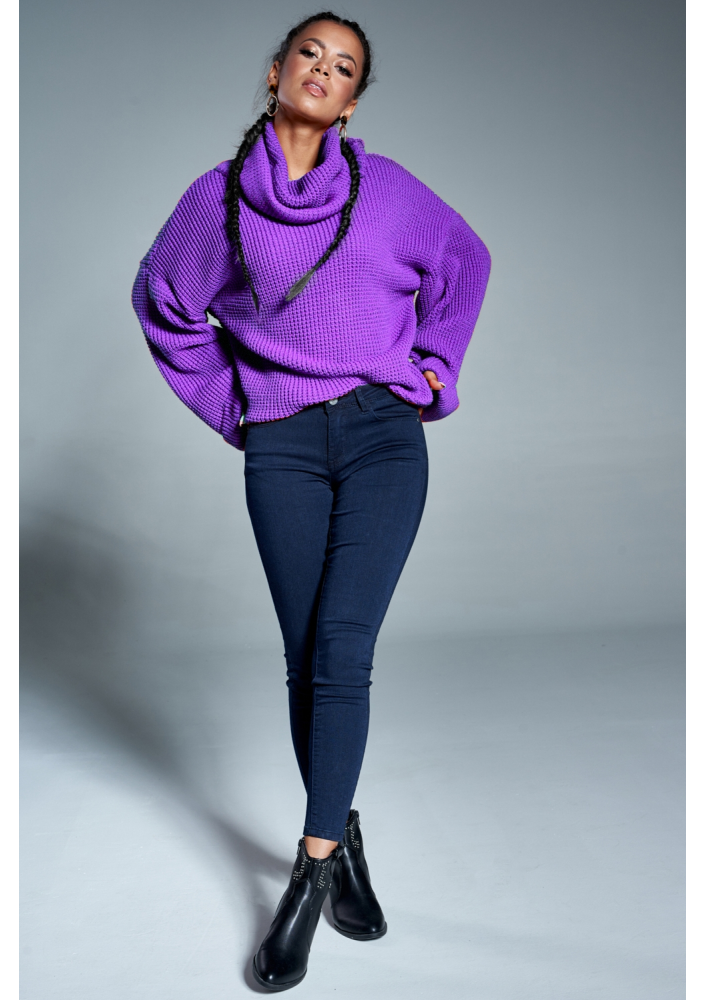 Sweter z golfem A17 Fioletowy ILM