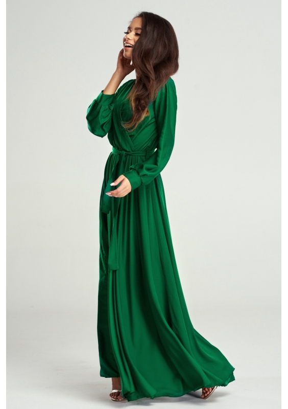 SUKIENKA MAXI Z SATYNY ZIELONA