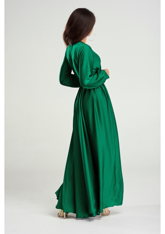 SUKIENKA MAXI Z SATYNY ZIELONA