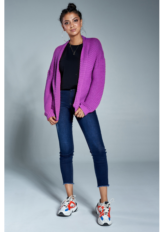 Krótki kardigan A02 Fioletowy ILM