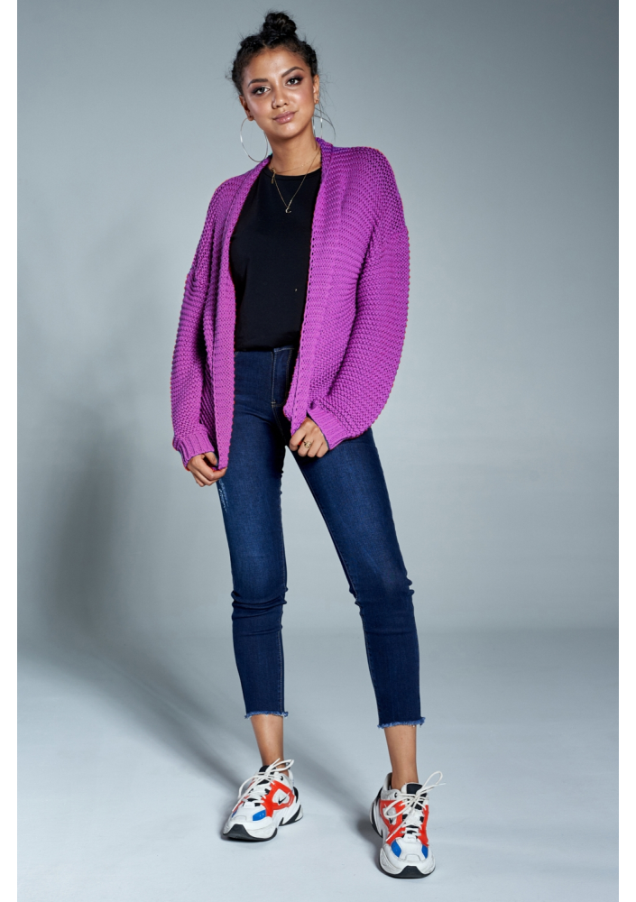Krótki kardigan A02 Fioletowy ILM
