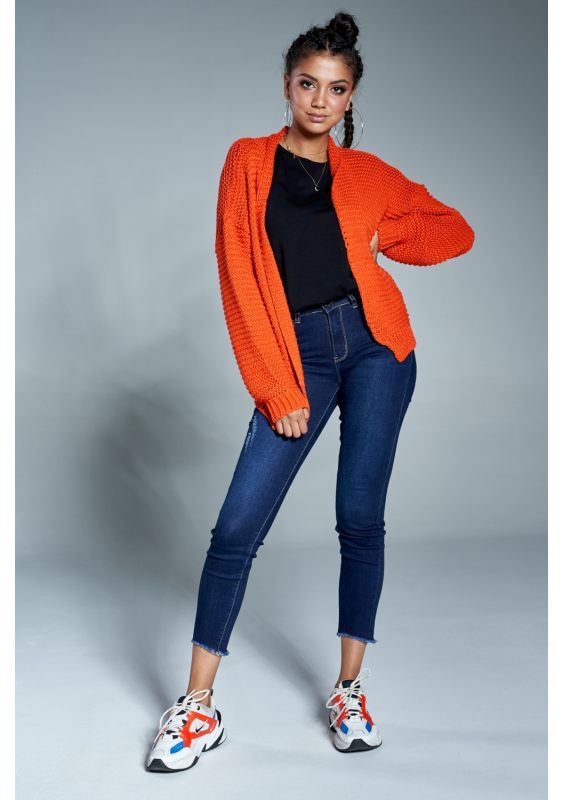 Krótki kardigan A08 Pomarańczowy
