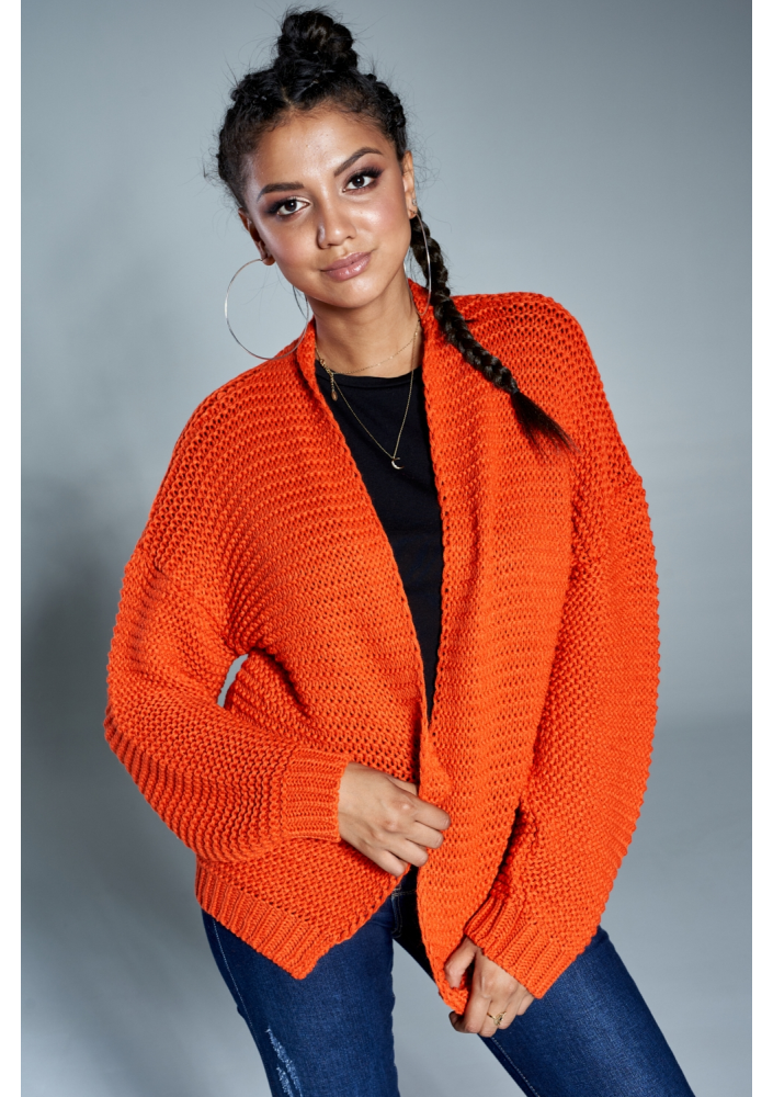 Krótki kardigan A02 Pomarańczowy