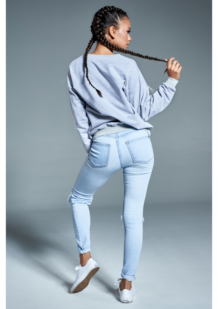 Bawełniana bluza z frędzlami Szara ILM