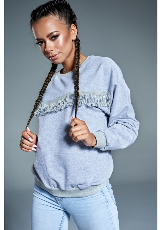 Bawełniana bluza z frędzlami Szara ILM