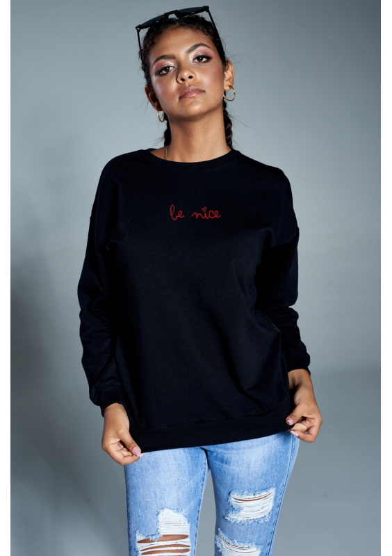 BAWEŁNIANA BLUZA "BE NICE" ILM CZARNA