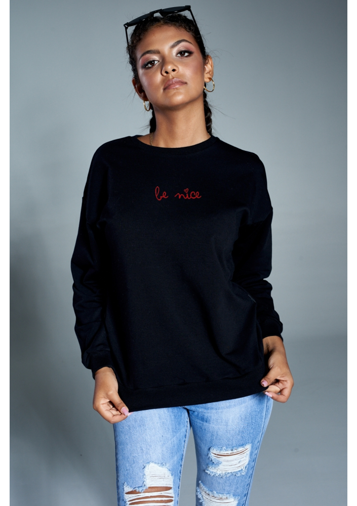 BAWEŁNIANA BLUZA "BE NICE" ILM CZARNA