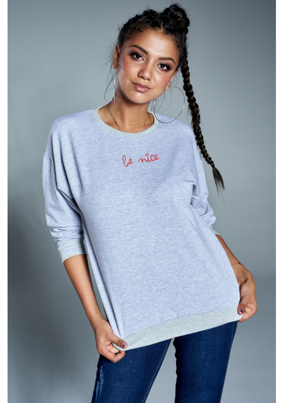 BAWEŁNIANA BLUZA "BE NICE" ILM SZARA