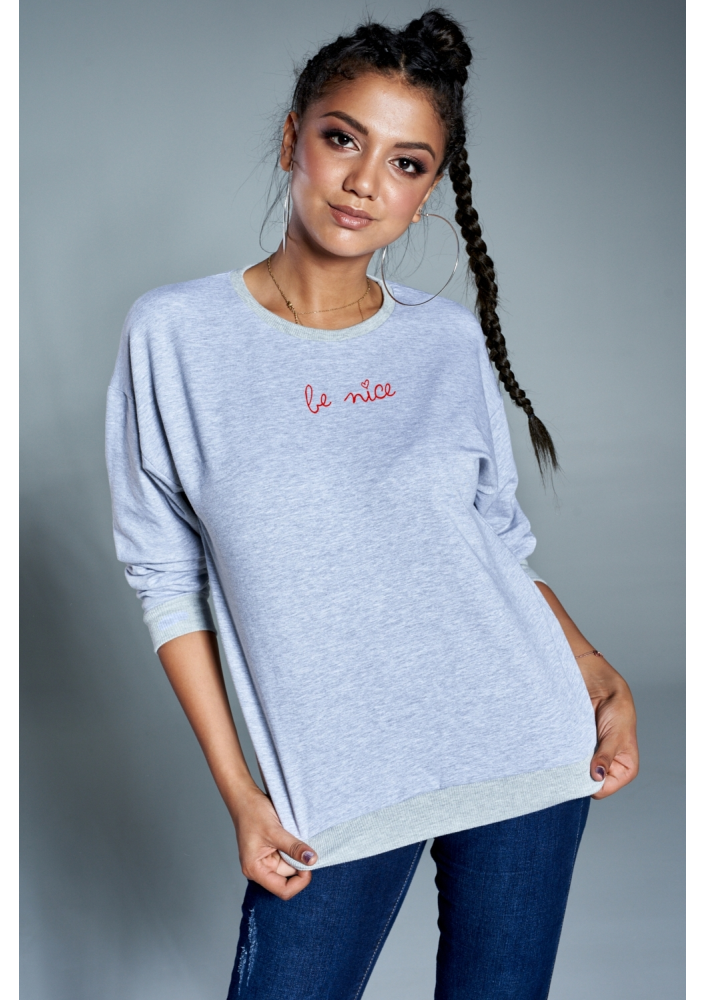 BAWEŁNIANA BLUZA "BE NICE" ILM SZARA