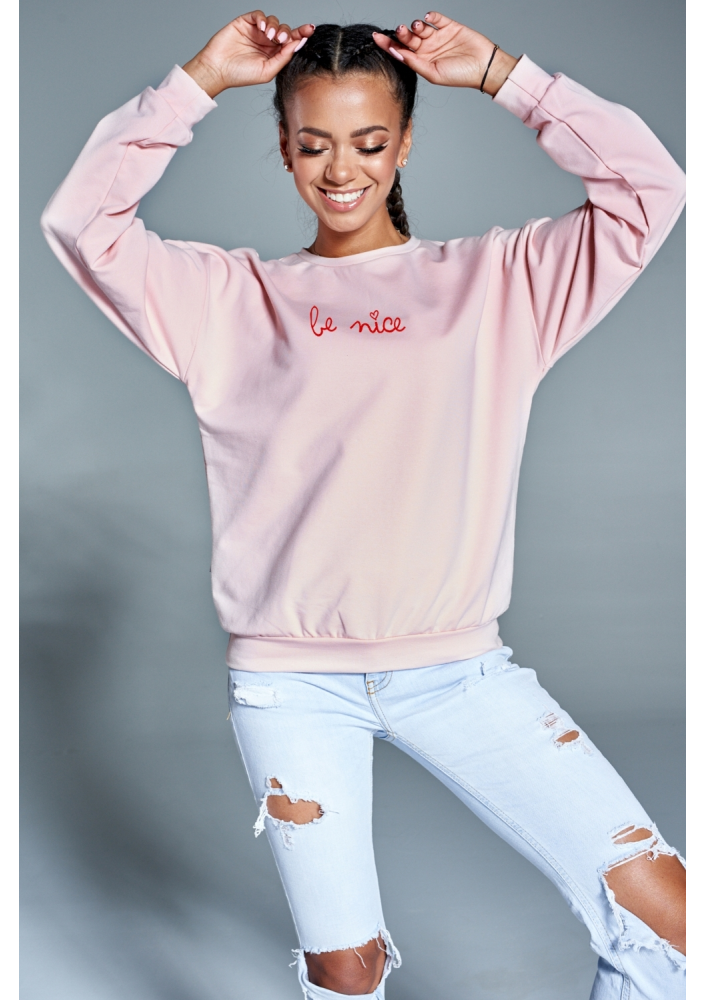 BAWEŁNIANA BLUZA "BE NICE" RÓŻOWA ILM