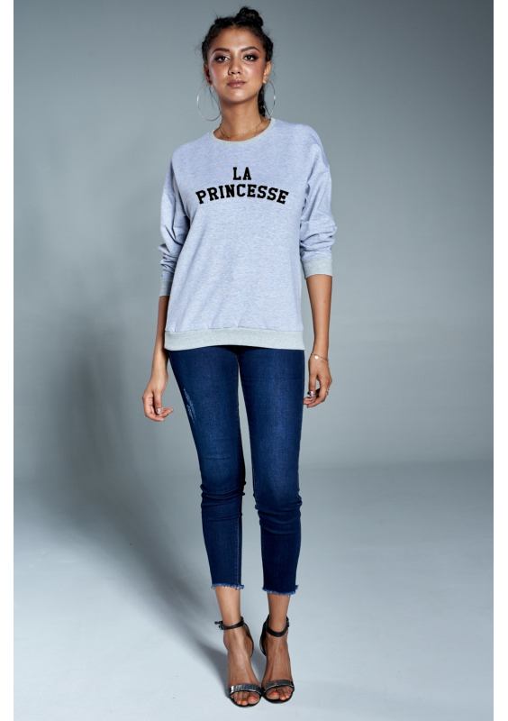 BAWEŁNIANA BLUZA "LA PRINCESSE " SZARA ILM