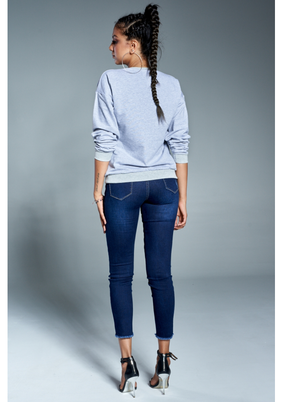 BAWEŁNIANA BLUZA "MOM MOM.." SZARA ILM