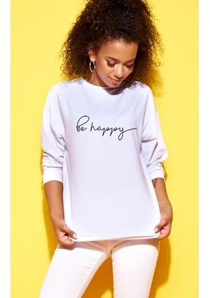 Bawełniana bluza "Be happy" biała ILM