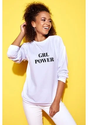 Bawełniana bluza "Girl power" biała ILM