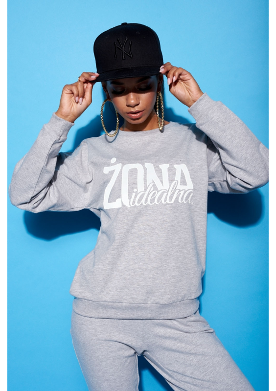 Bawełniana bluza "Żona idealna" szara ILM