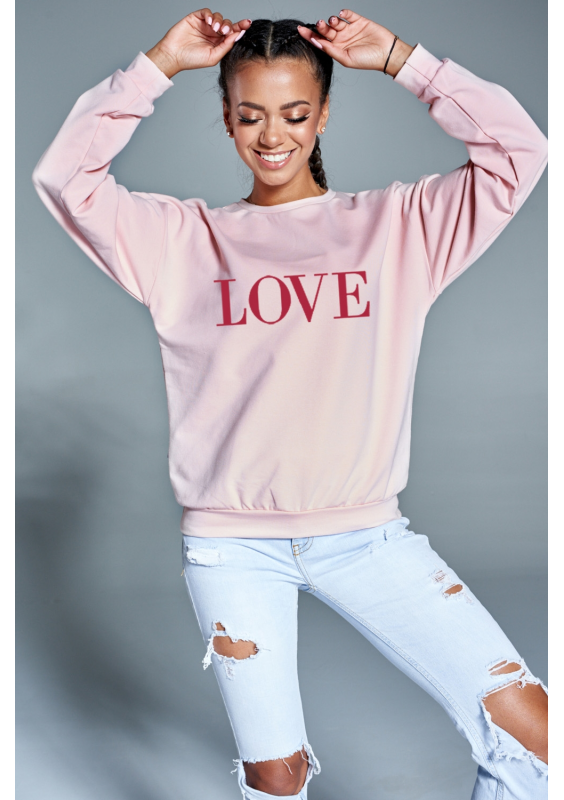 Bawełniana bluza "Red love" pudrowa ILM
