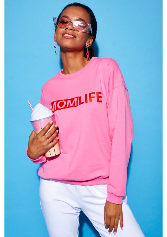 Bawełniana bluza "Red mom life" fuksja ILM