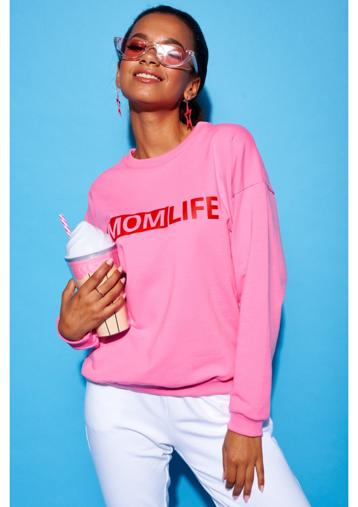 Bawełniana bluza "Red mom life" fuksja ILM