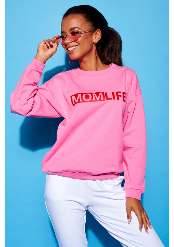 Bawełniana bluza "Red mom life" fuksja ILM