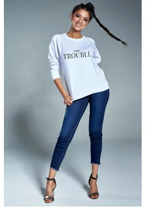 Bawełniana bluza "Im Trouble" biała ILM
