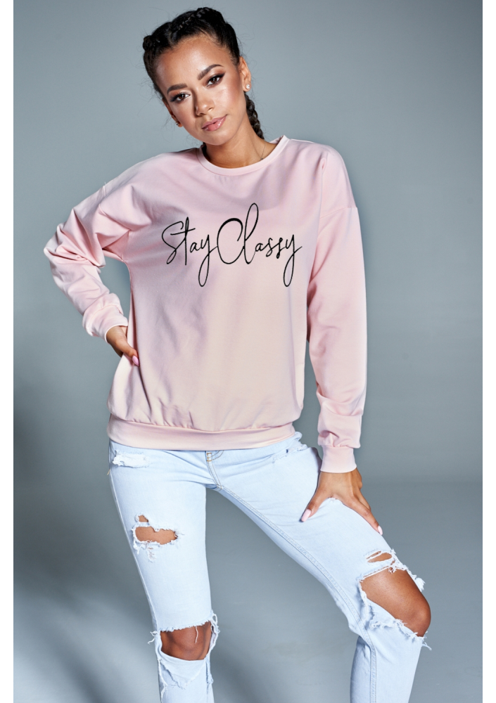 BAWEŁNIANA BLUZA "STAY CLASSY" RÓŻOWA ILM