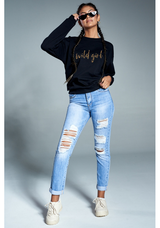 Bawełniana bluza "Wild girl" czarna ILM