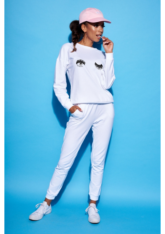 Bawełniana bluza "Eyes" biała ILM