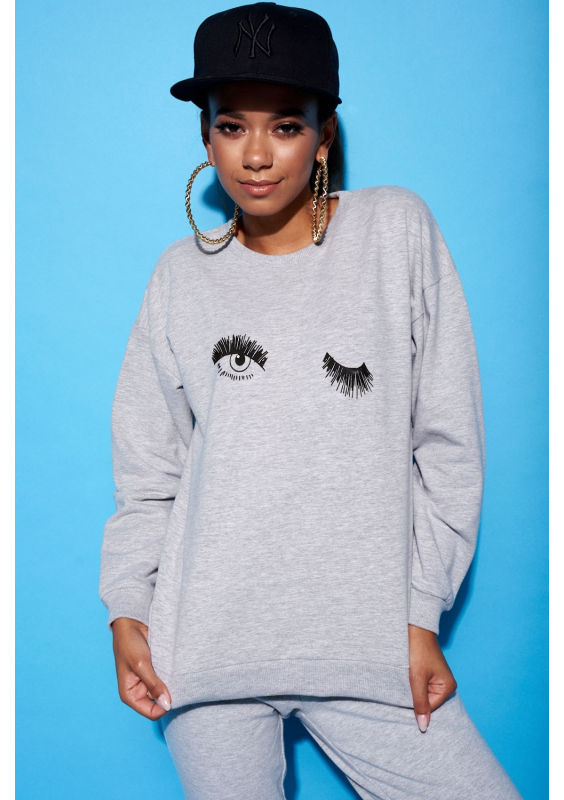 Bawełniana bluza "Eyes" szara ILM