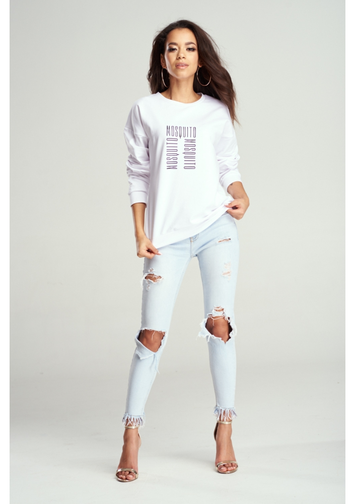 Bawełniana bluza "Logo MOSQUITO" biała ILM